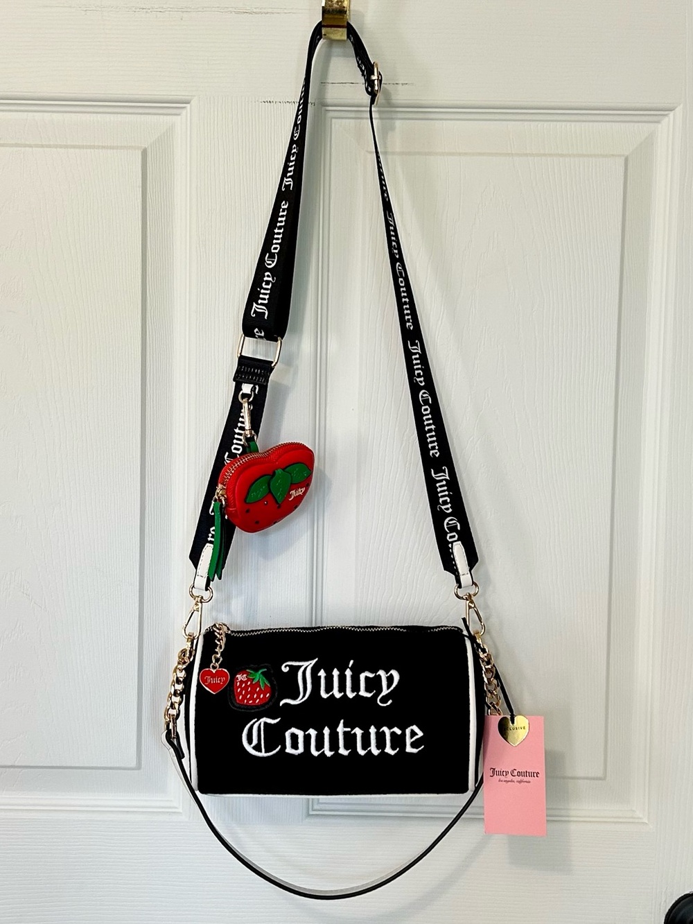 Juicy Couture Sweet N Juicy Mini Barrel Bag in black (licorice) velour – NWT